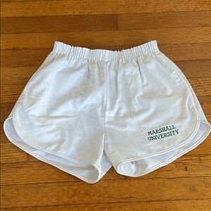 Vintage 80s Track Field Athletic Shorts Marshall University Embroidered White M